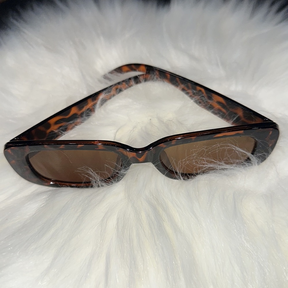 Rectangular Frame Sunglasses - Brown - image 3